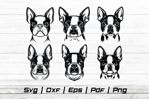 Boston Terrier Dog Head Svg Pet Cut File