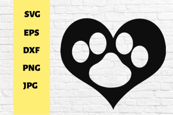 Heart with Paw Print Svg