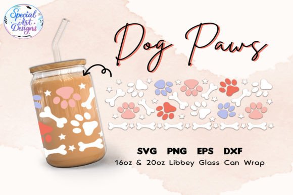 Libbey Glass 16oz 20oz Dog Paw Svg