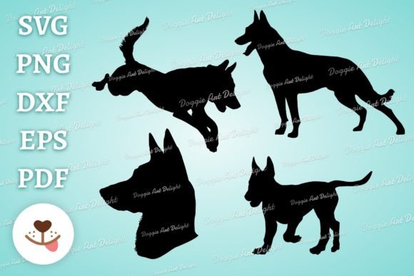 Malinois Dog Silhouette SVG Png Bundle