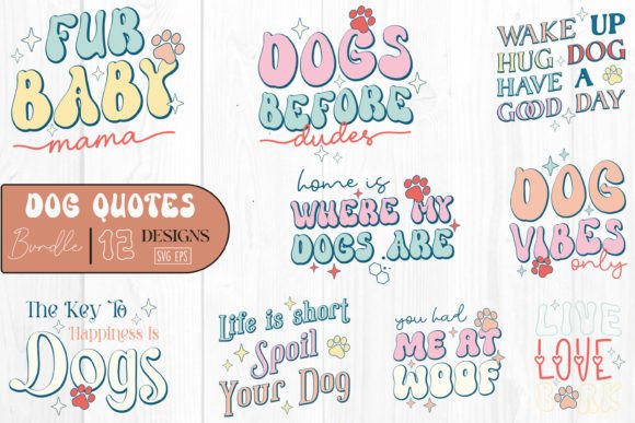 Retro Dog Quotes SVG Bundle 12 Designs